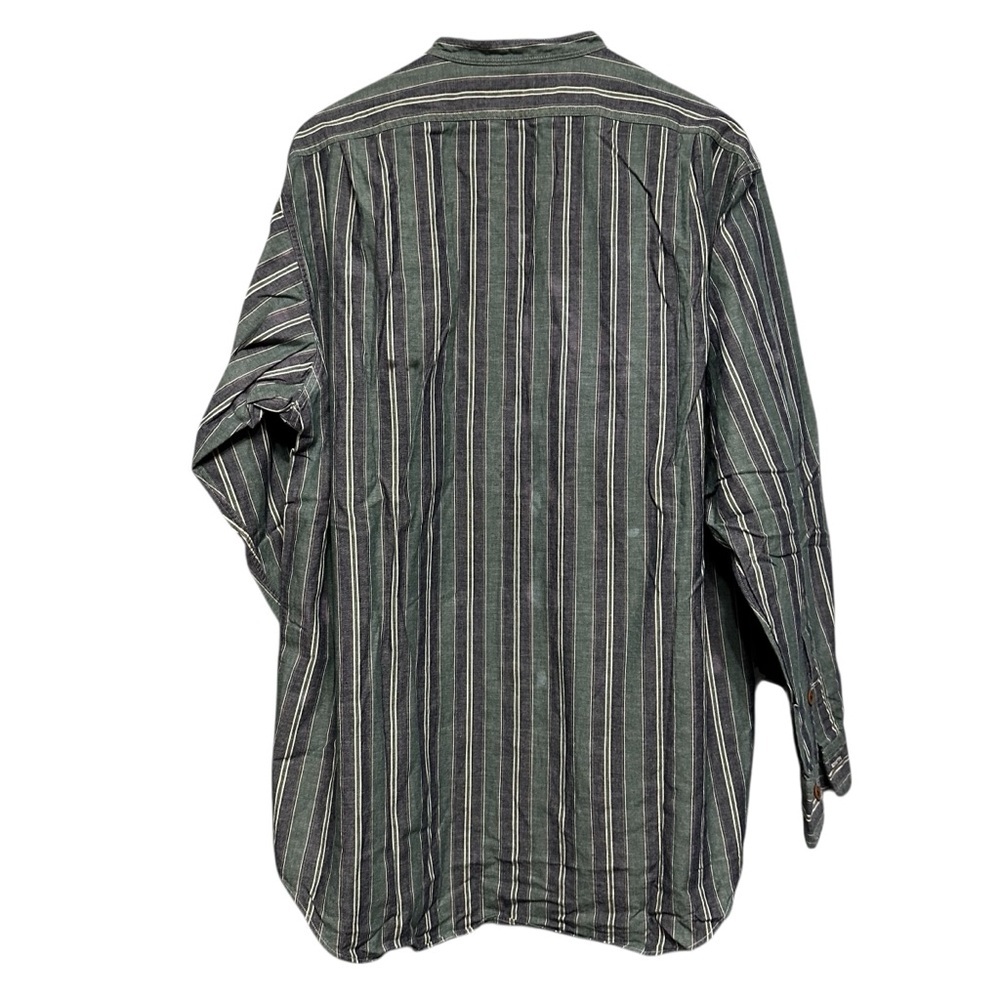 Polo by Ralph Lauren Striped Button Down Shirt Large 100% Cotton Mandarin Collar - Picture 2 of 10
